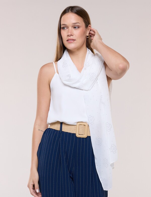 Pashmina Apliques Brillos BLANCO