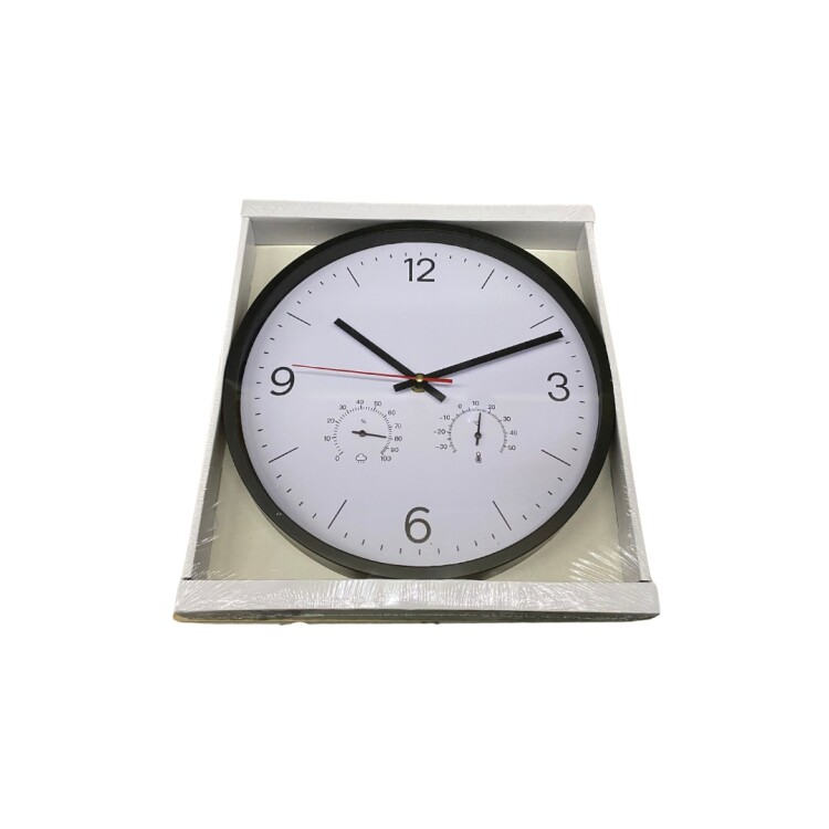 RELOJ DE PARED CON TERMOMETRO NEGRO