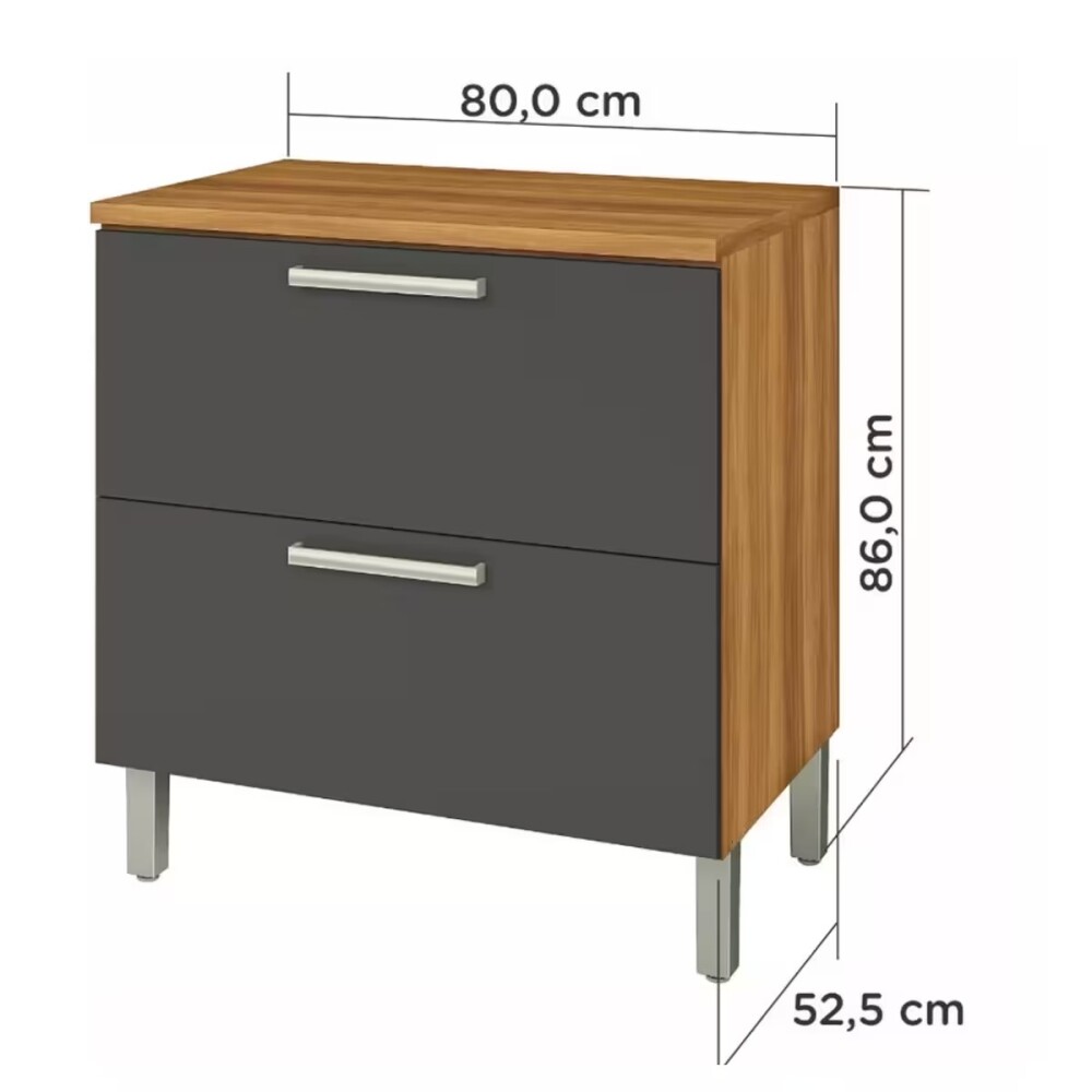 Bajo mesada Burguesa Gris 80cm 1 puerta 1 cajón Bajo Mesada Burguesa Gris 80cm 1 Puerta 1 Cajón