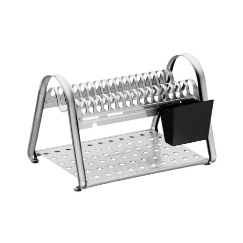 Escurridor para platos en cromo y negro, modelo CICLO TF1602