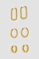 Pack de 3 aros geometricos Oro fuerte