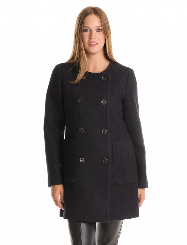 Tapado Lana Con Doble Abotonadura NEGRO