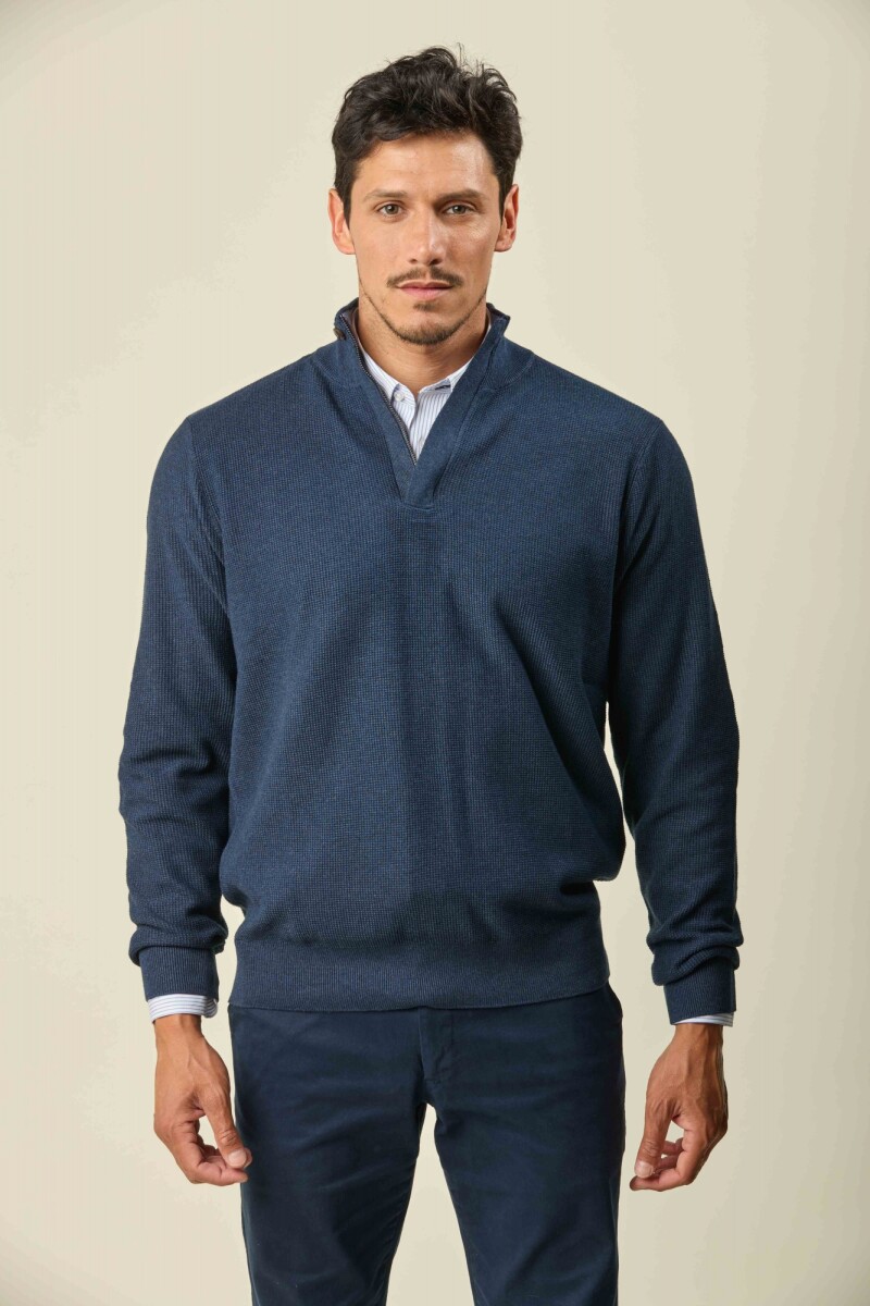 Buzo Algodón Medio Cierre - Azul 