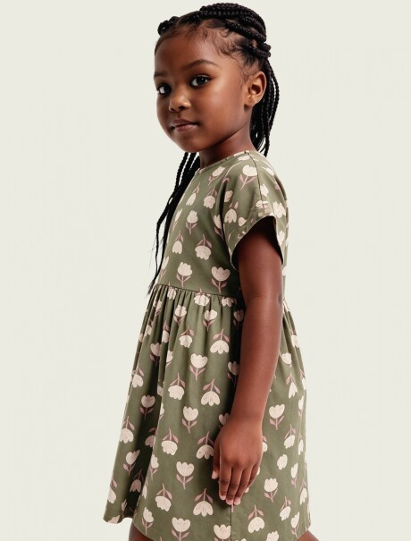 VESTIDO CORTO INFANTIL CON ESTAMPADO VERDE