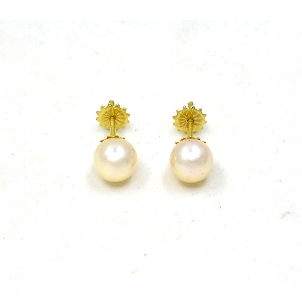6,5 mm Caravanas Oro 18 K Con Perlas De Cultivo 6,5 mm Caravanas Oro 18 K Con Perlas De Cultivo