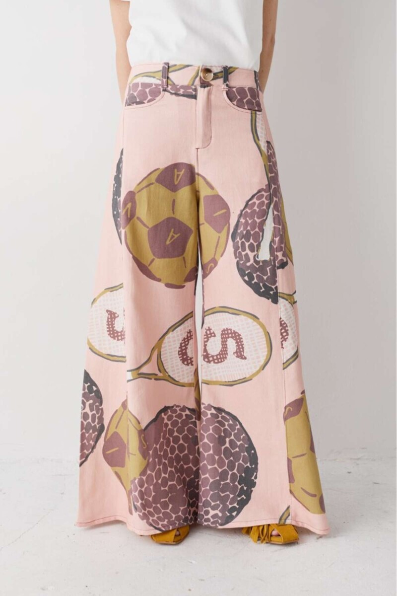 Pantalon Wide Xl Print Team - Macros Rosa 