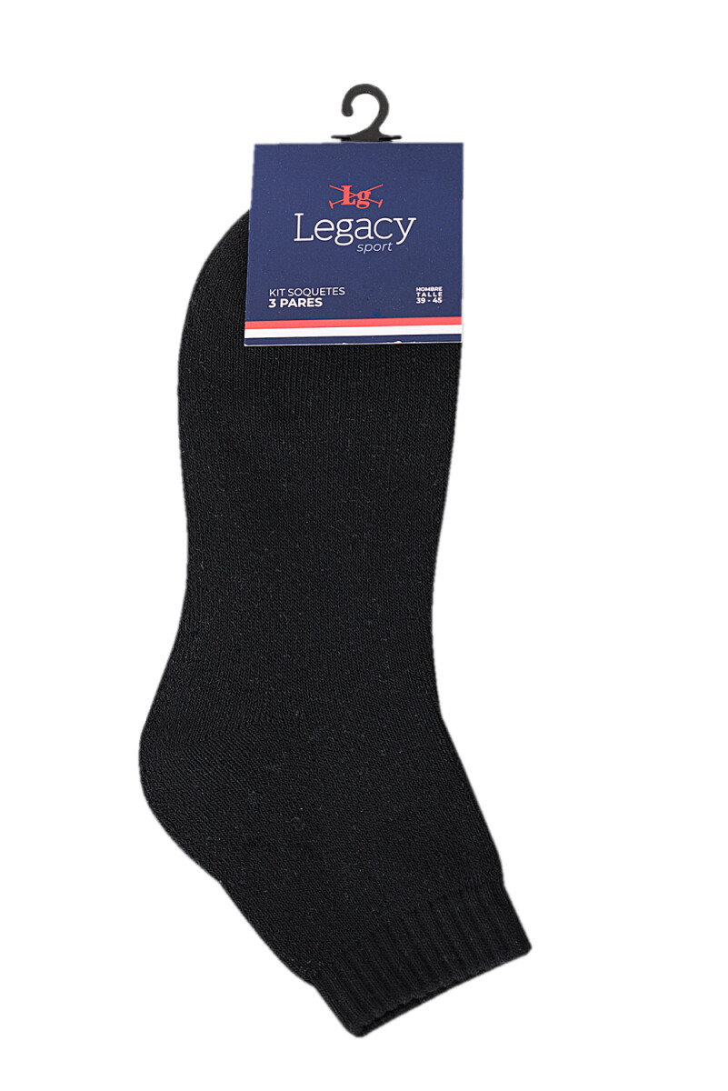 SOQUETE LISO - PACK X 3 - Negro 