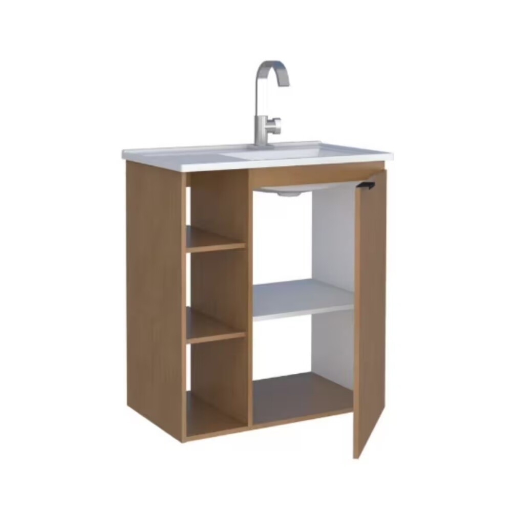Mueble de baño suspendido Hortensia Jequitibá 62 cm con Bacha de resina Mueble De Baño Suspendido Hortensia Jequitibá 62 Cm Con Bacha De Resina