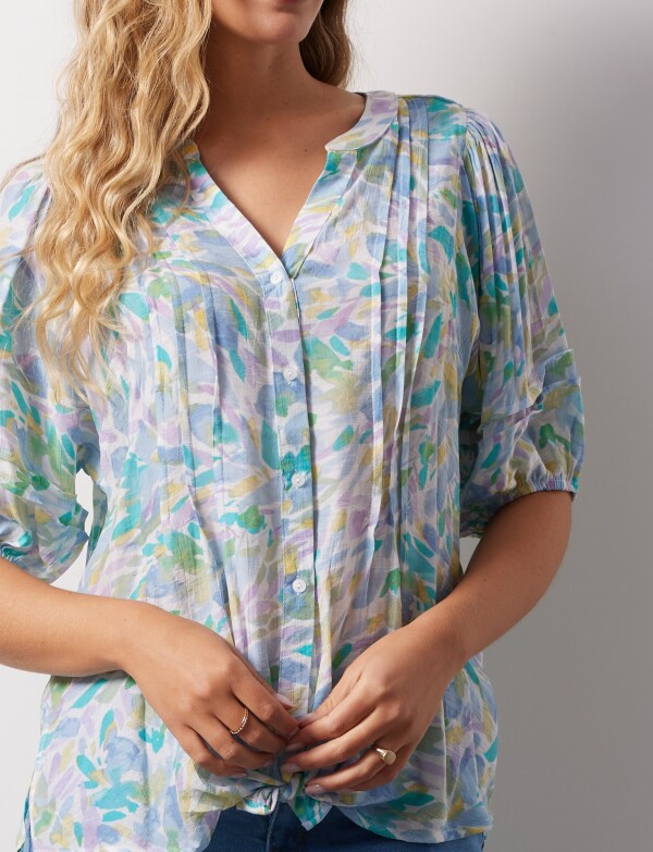 Blusa Botones MULTI/CELESTE