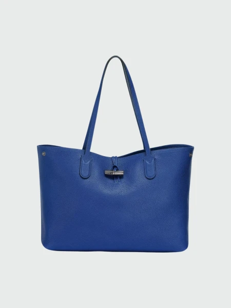 Longchamp -Cartera de cuero flexible, Roseau Essential Azul