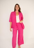 Conjunto kimono+ palazo 100% lino Rosado