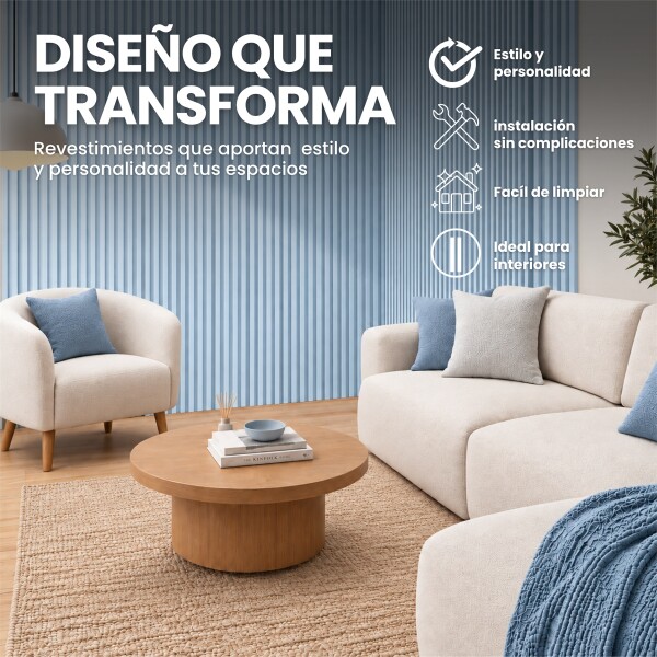Pack x10 Wpc Simil Madera Wall Panel Lambrin 2.90x16.7 Celeste 1