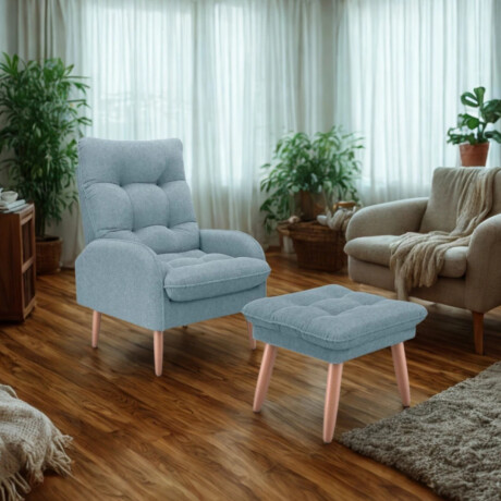 Combo Rustico Poltrona + Puff Nantes Azul