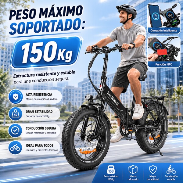 Bicicleta Eléctrica Samebike 20 Plegable 750w GRIS