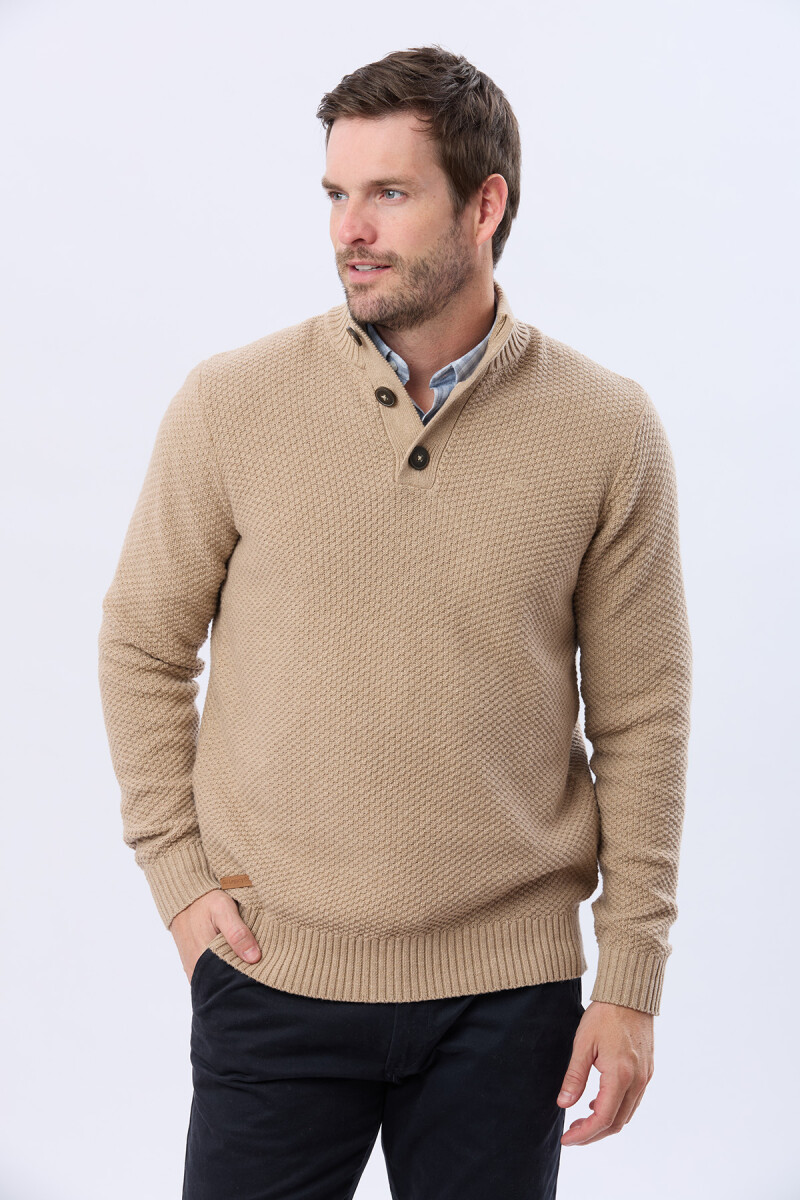 BUZO TEJIDO TEXTURADO - Beige 