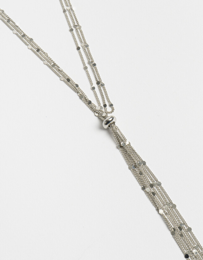 Collares Largos Metal Collar Largo Multi Cadena - Plateado