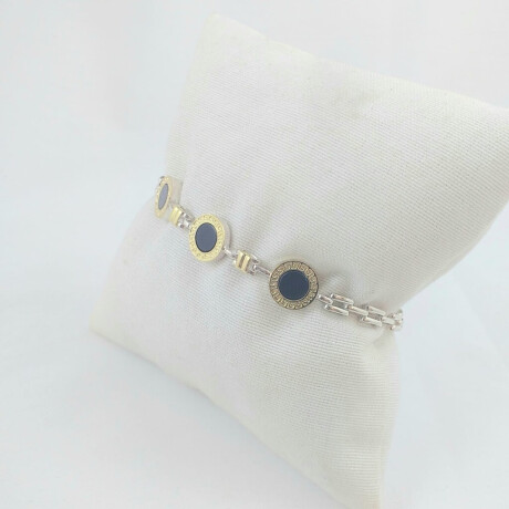 Pulsera de Plata 925 con detalles de Doublé en Oro 18 kt Guardas griegas Piedra de Ónix