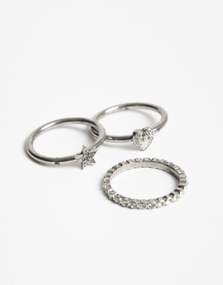 Sets Anillos Folk Set De Anillos Boho - Plateado Antique Silver