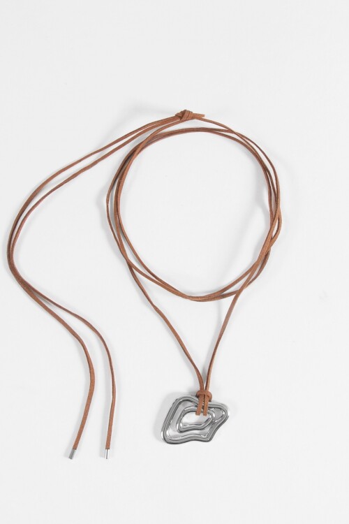 Collar cord dije irregular acero plateado