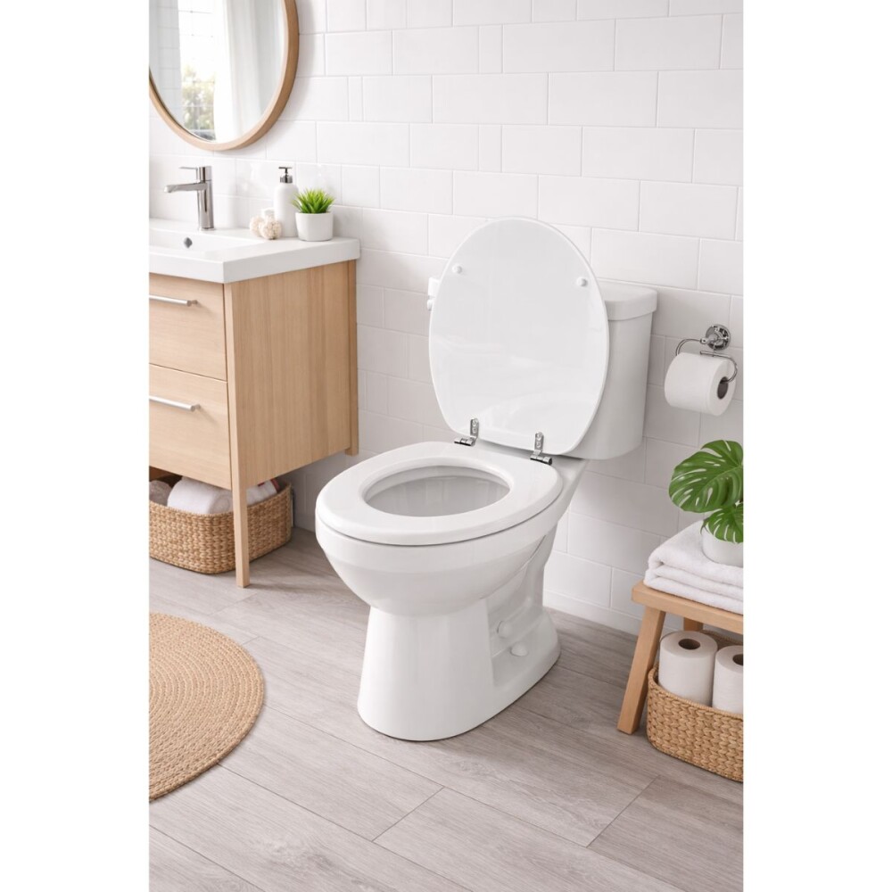 Tapa inodoro blanca en MDF con herraje metálico Tapa Inodoro Blanca En Mdf Con Herraje Metálico