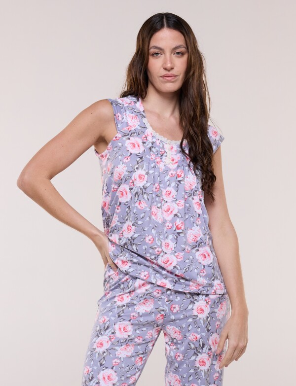 Pijama Con Capri GRIS/MULTI