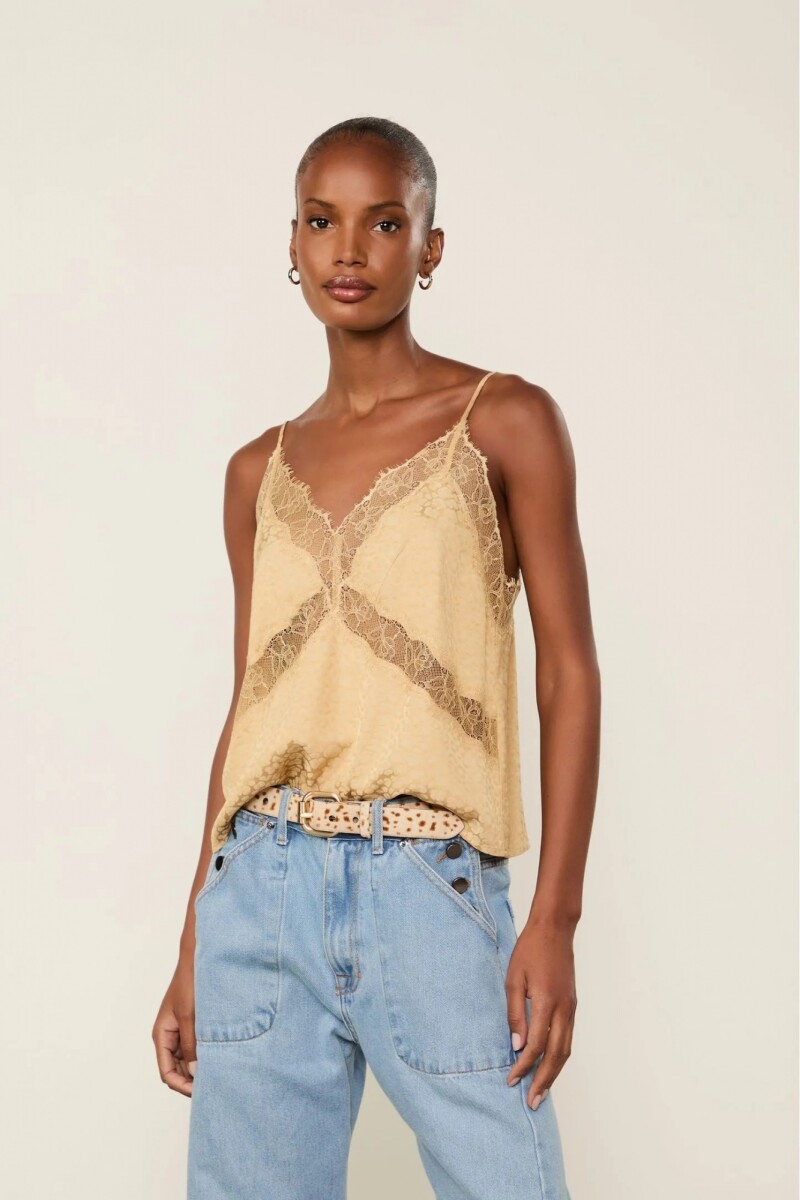 TOP ENCAJE JACQUARD Beige
