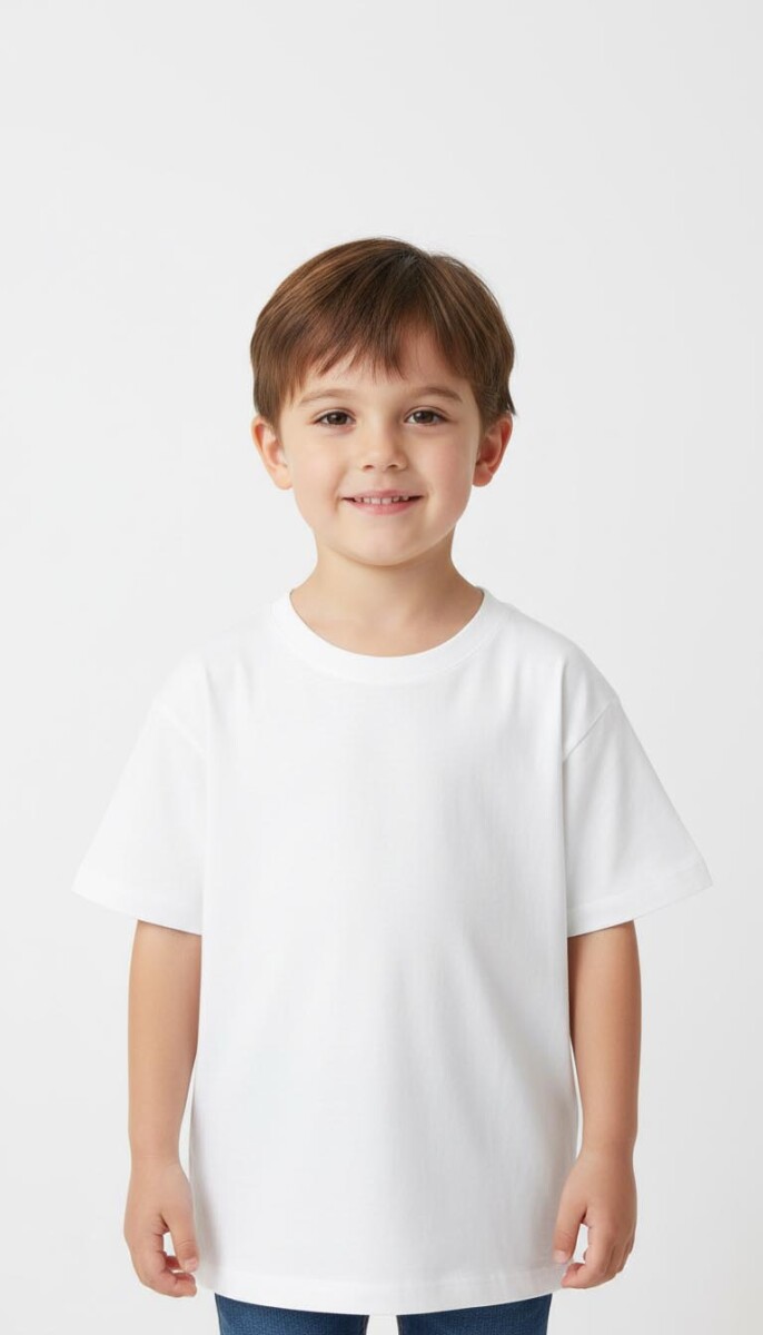 Remera Básica Infantil en Algodón - Blanco 