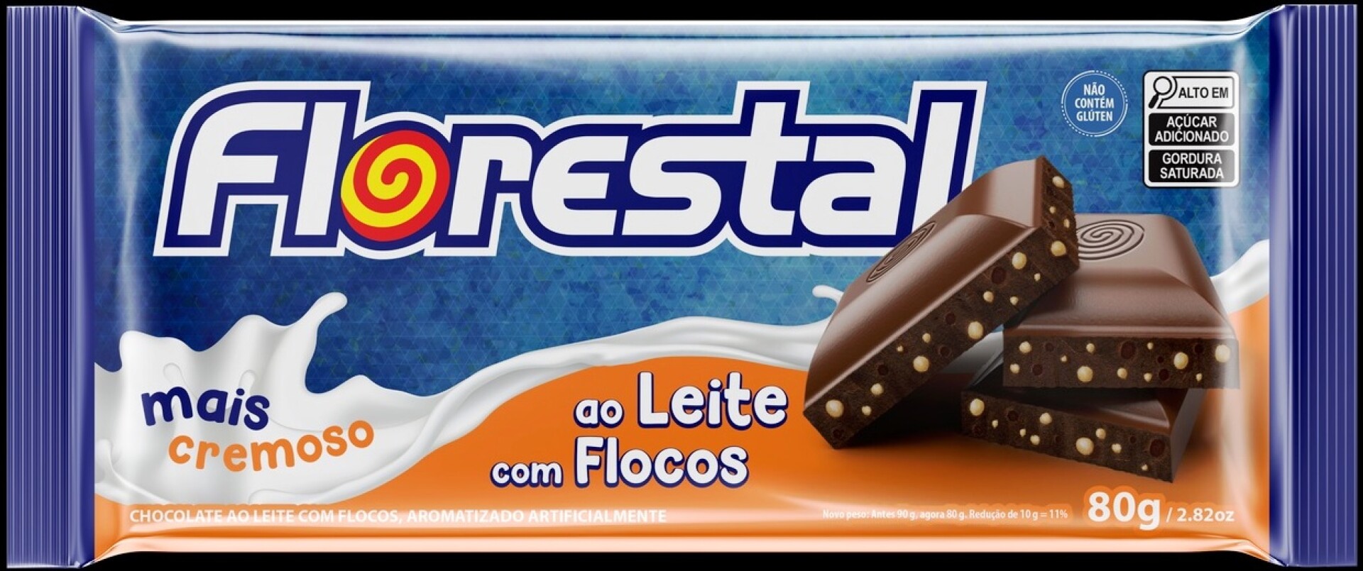 TABLETA CHOCOLATE FLORESTAL 80G FLOCOS 