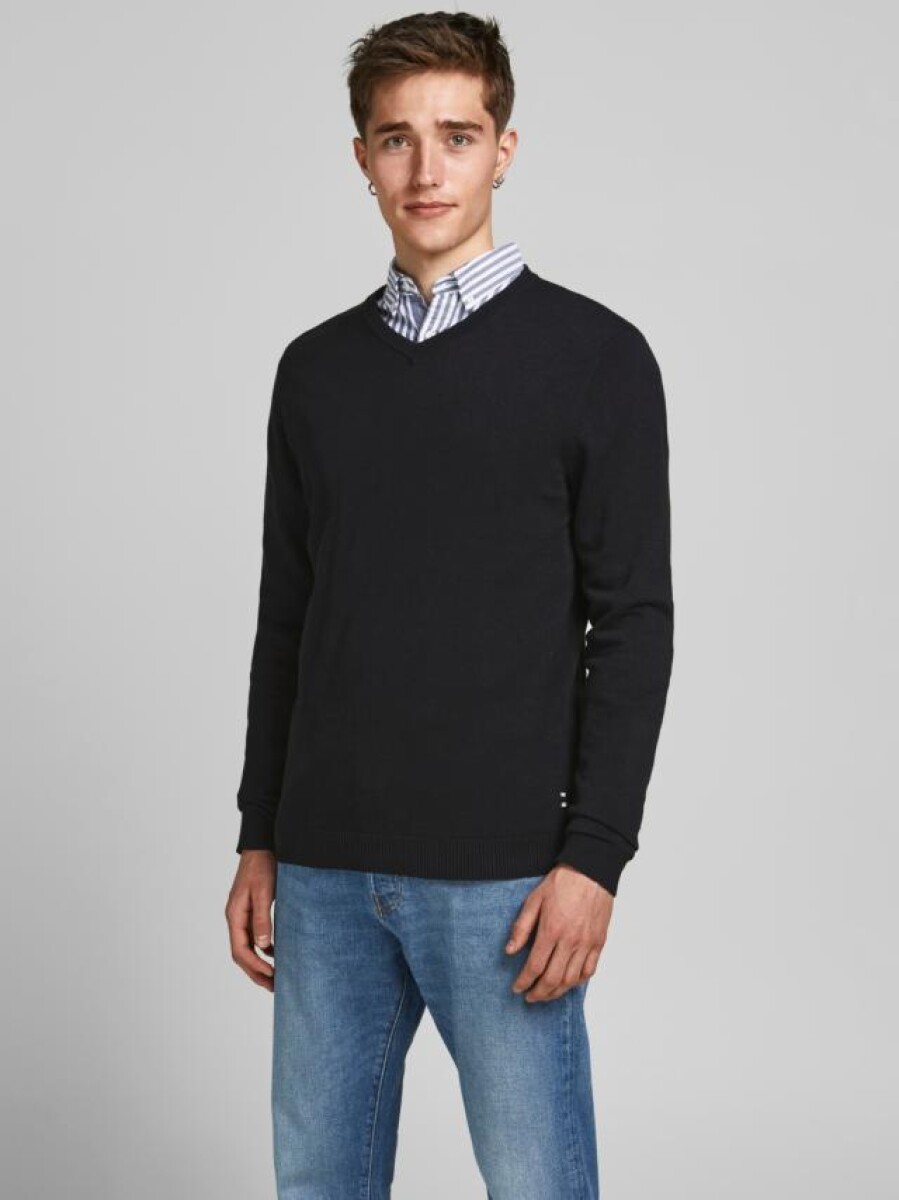 Sweater Basic Cuello "v" - Black 