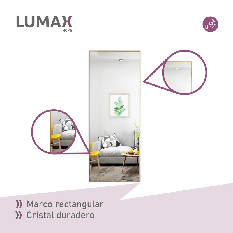 Espejo De Pie Lumax Rox Marco Rectangular 80 x 180cm Dorado