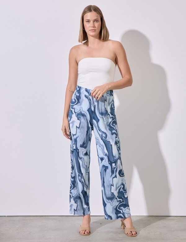 Pantalon Plisado AZUL/MULTI