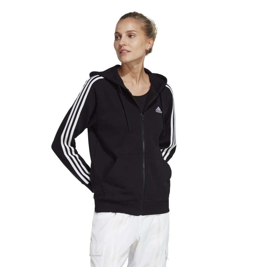 Campera de Mujer Adidas Track Zip Negro - Blanco