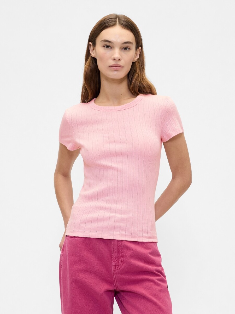 Remera Manga Corta Rib Mujer - Pure Pink 