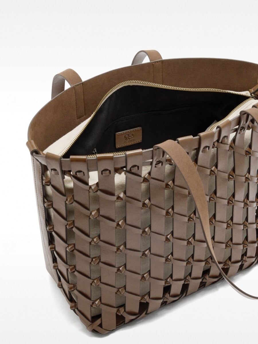 Bolso Shopper Trenzado Con Nudos marron