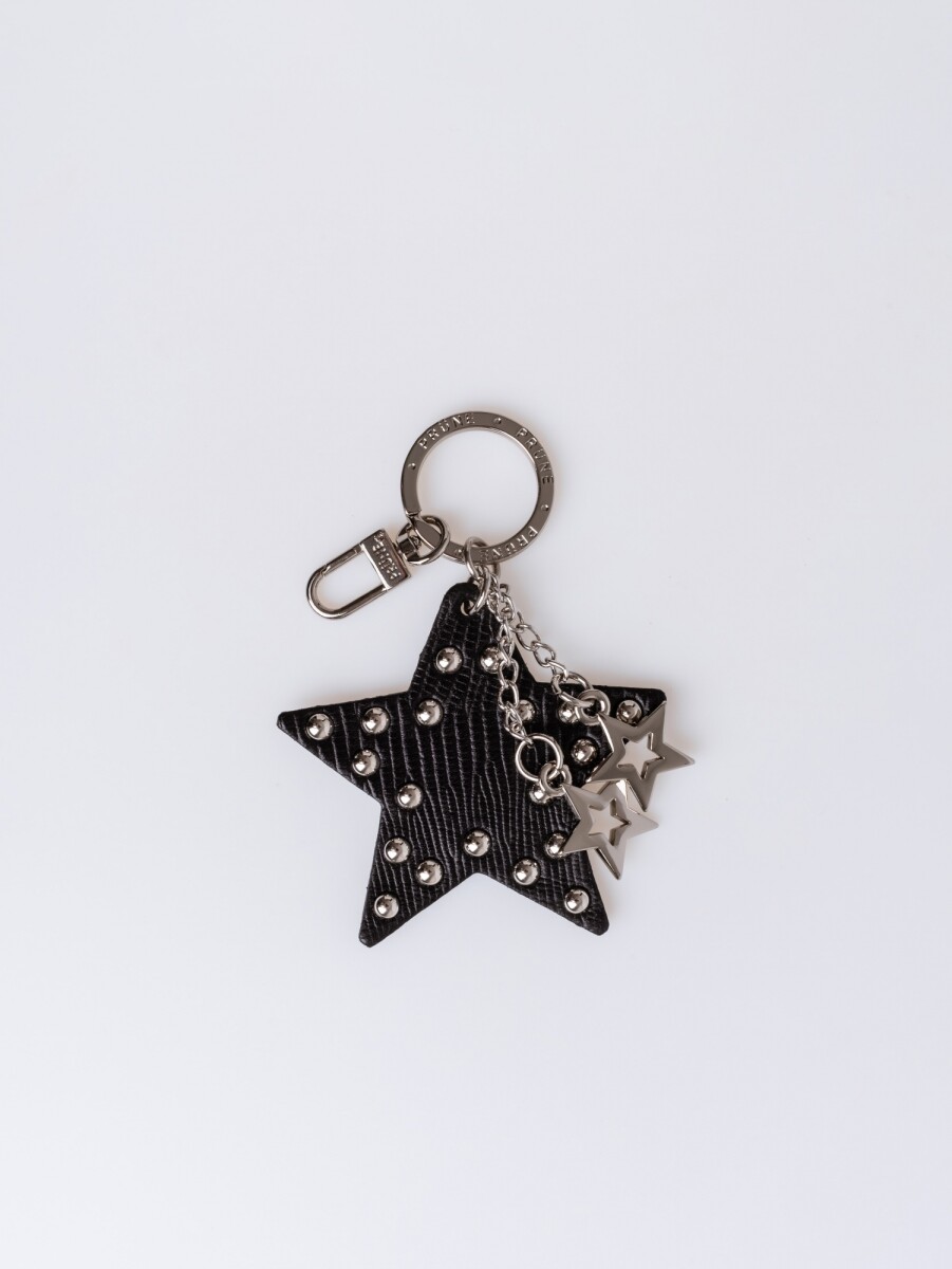 Llavero Kenia En Cuero Grabado Croco Lagarto - Negro 