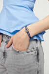 PULSERA DE CUERO DOBLE AZUL CON DETALLE DE OJO EN ALEACIÓN DE METALES BAÑADO EN PLATA Y CRISTAL Pulsera