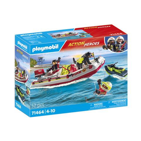 Lancha y Moto de Bombero Playmobil 52 Piezas con Figuras U