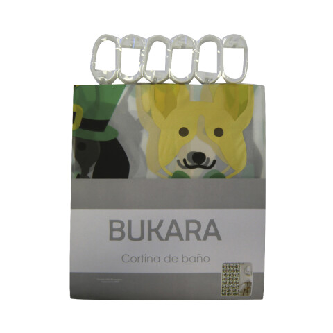 Cortina Baño Bukara con Argollas 180 x 180 cm 8009 PUPPIES VERDE