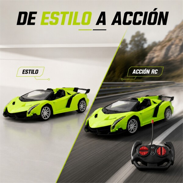 Auto Deportivo a Control Remoto Tipo Lamborghini con Luces LED VERDE