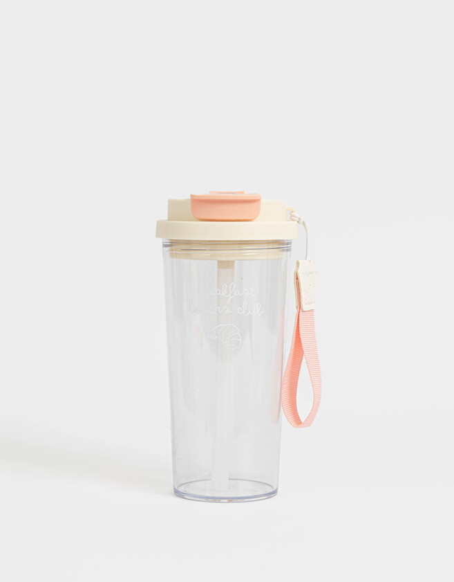 Accesorios Cocina Estampados Vaso Alto De Plástico Estampado Con Manija. - Rosa Bebe