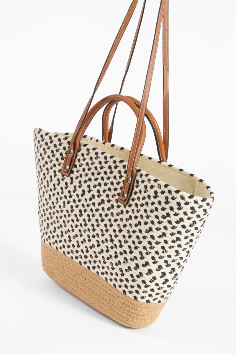Bolso tejido combinado crudo