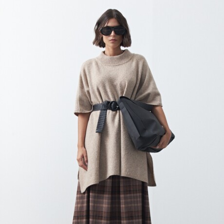 PONCHO DORIEL Beige Melange