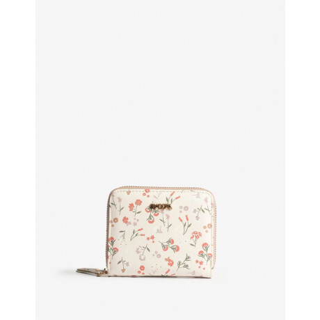 Billetera Con Cierre Estampado Flores