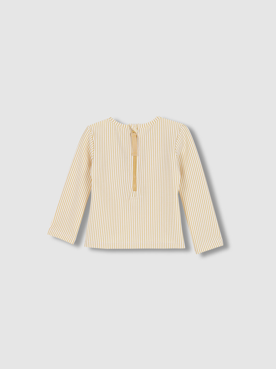 Camiseta Seersuker Manga Larga Amarillo Claro
