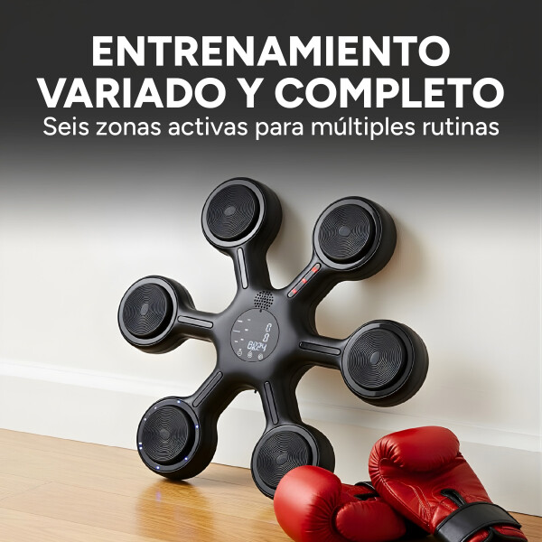 Máquina De Boxeo Bluetooth Música Luces + Guantes Entrena Color Negro