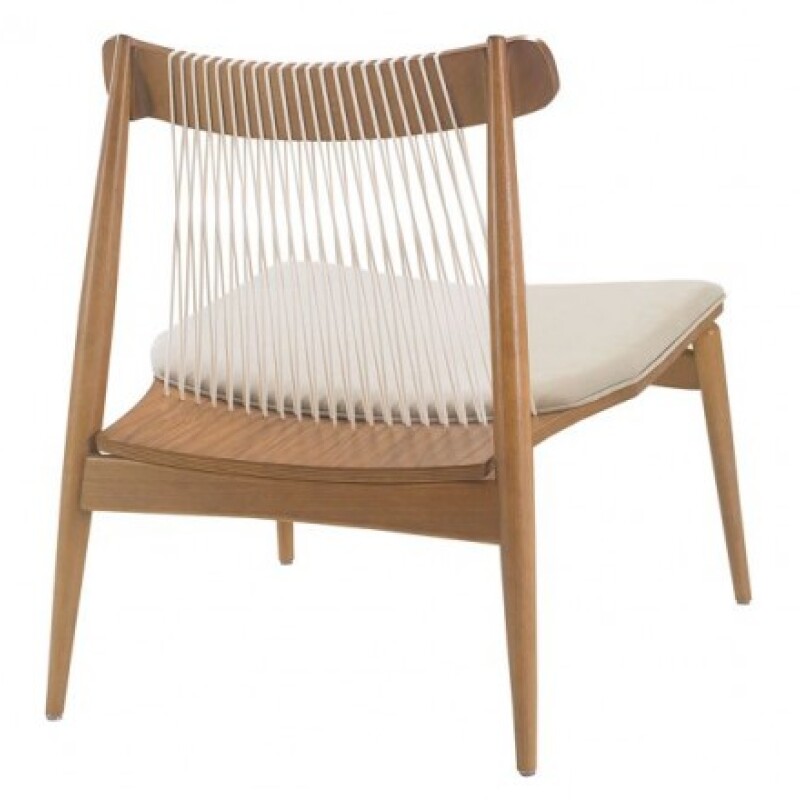 Butaca madera Amapa con asiento tapizado PU Perla c/ respaldo cuerdas Butaca madera Amapa con asiento tapizado PU Perla c/ respaldo cuerdas