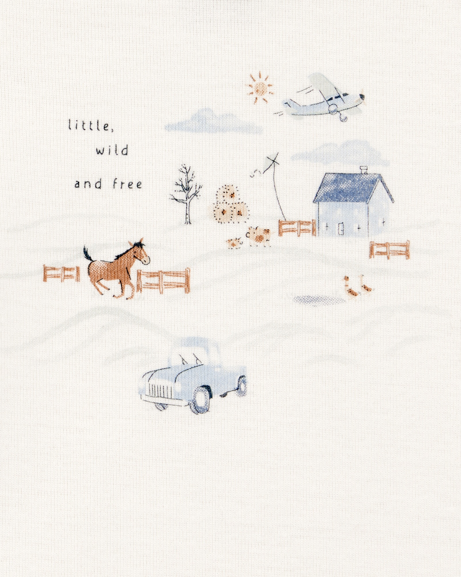 Set tres piezas de algodón, campera, pantalón y body, diseño granja Set tres piezas de algodón, campera, pantalón y body, diseño granja