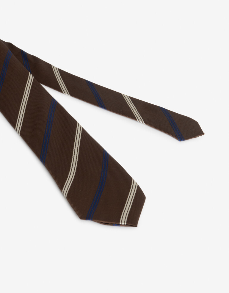 Pañuelos Raso Geométrico Corbata Rayada - Marron Chocolate