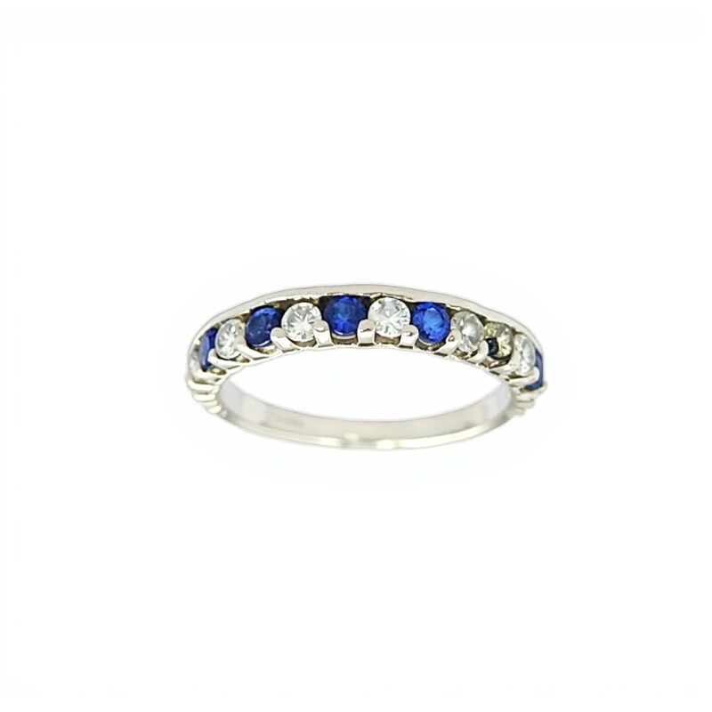 Anillo Sin Fin-Plata 950-Piedra Zafiro y Zirconia-AN3852 conpiedra