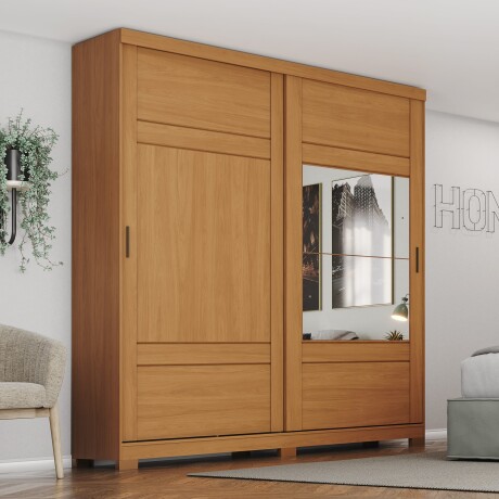 ROPERO VERGGO 2 PUERTAS 3 CAJONES INTERNOS CON ESPEJOS GUARDARROPA CLOSET ARMARIO COLOR MADERA